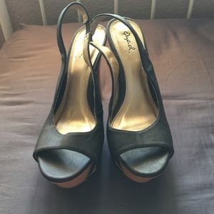 Black sling back high heels