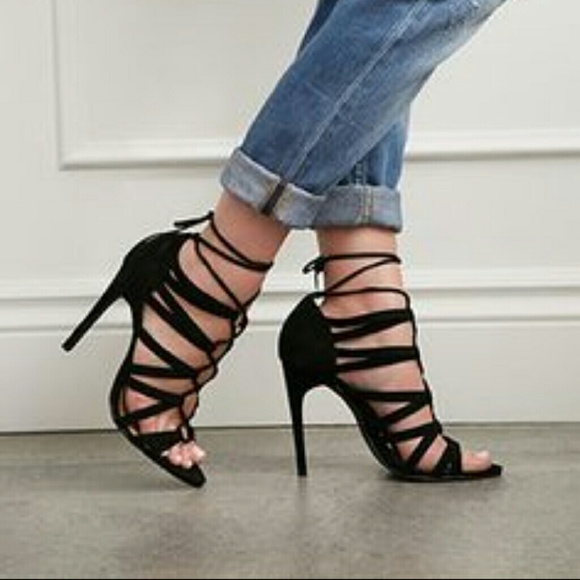 Forever 21 Black Faux Suede Heels