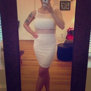 White Mesh Inlay Dress