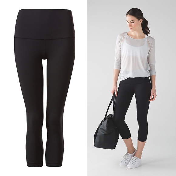 lululemon athletica Pants - Lululemon Hi Rise Wunder Under Crop Black Pants 4