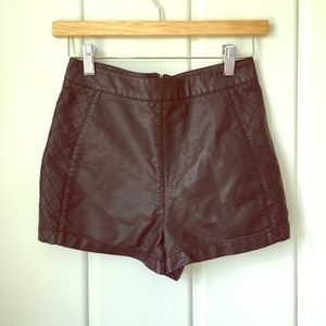Faux Black Leather High Waisted Shorts Size Small
