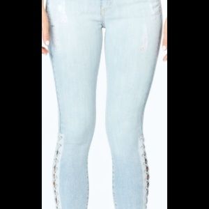 Carmar Tristan Mid Rise Ankle Lace Up Skinny Jeans