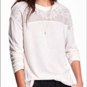 Cream white lace embroided top