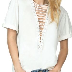 Emma and Sam Oversized Lace Up Tee