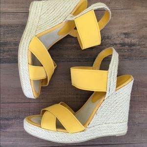 Nine West yellow wedges