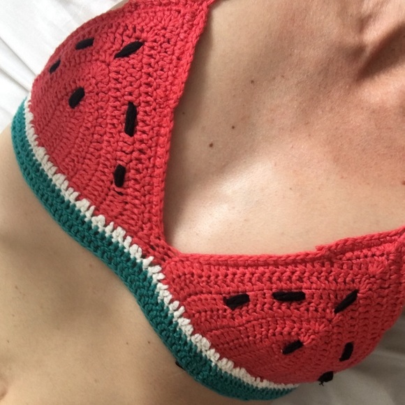 Watermelon crochet bikini top