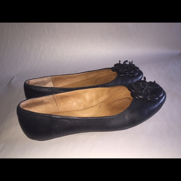 Clarks Black Leather Aldea Palm BalletFlats Sz 9.5