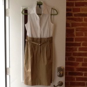 Block colored button down collared dress