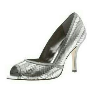 Banana Republic Silver Peep Toe Heels - Never Worn