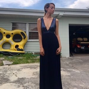 Stunning low cut maxi formal dress