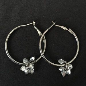 White House Black Market 1.25" Pewter Hoops