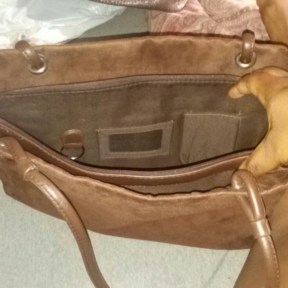 Brown suede and leather purse - Picture 3 of 4