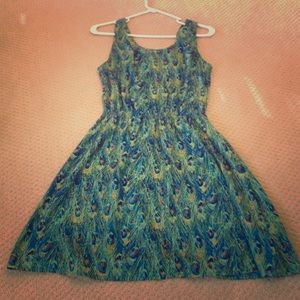 Peacock print dress
