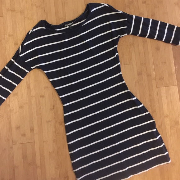 Express navy blue striped dress