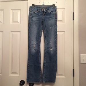 Distressed Bootcut Silver Jeans medium wash