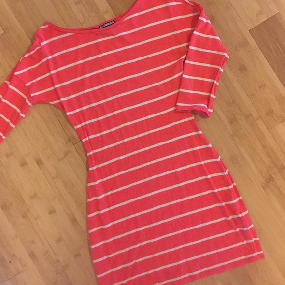 Express coral striped dress