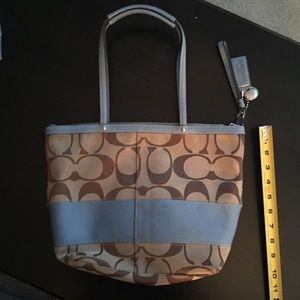 Coach Signature Brown/Light Blue Stripe