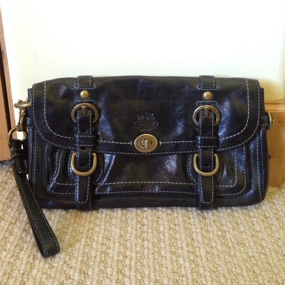 Perfect Condition Black Coach Leather Clutch