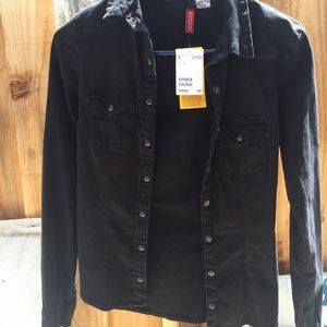 H&M Black Denim Button Up