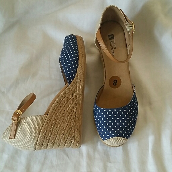 Blue Espadrilles Wedges Polka Dots - Picture 3 of 4