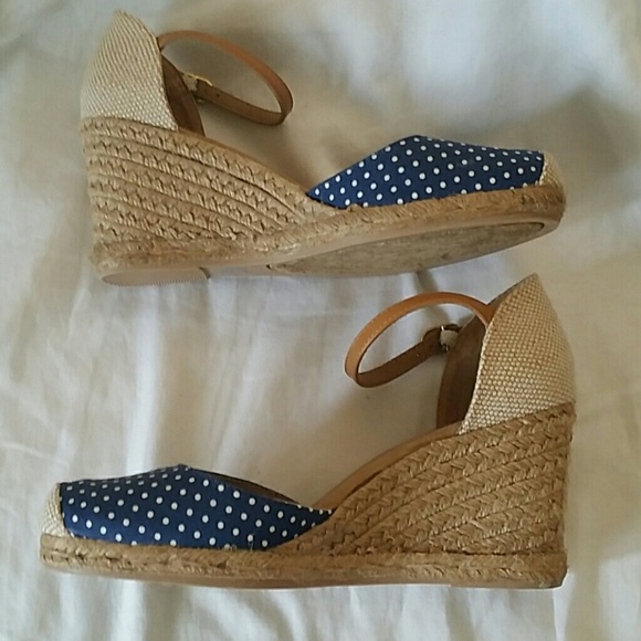 Blue Espadrilles Wedges Polka Dots - Picture 4 of 4