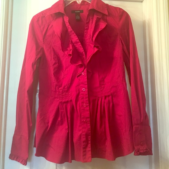 Alfani  burgundy long sleeve button up blouse