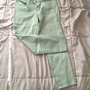 Mint colored crop jeans