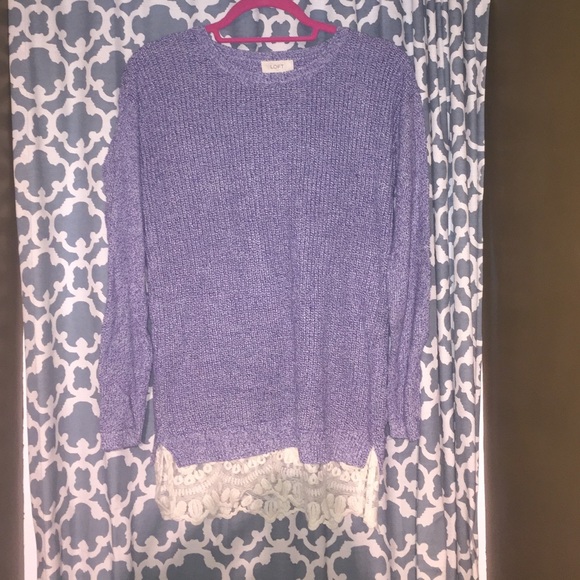 Light purple sweater with lace detail