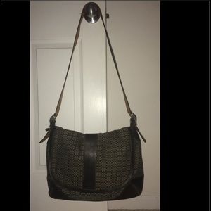 Retro Black and Tan Coach Messenger Bag