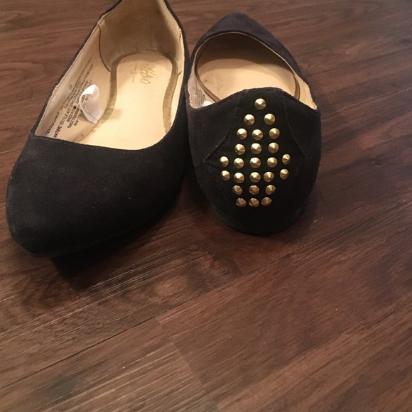 Black Flats with Gold Accents - Picture 2 of 3