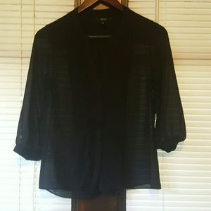 Forever 21 black pleated blouse medium