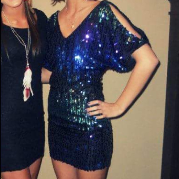 Blue sequin dress