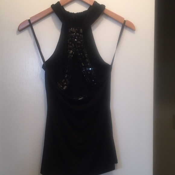 Black halter top with beaded back