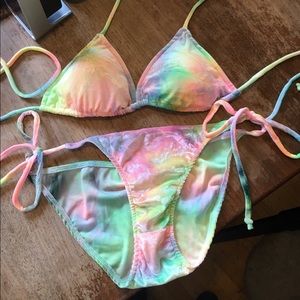 Tie-dye Velvet Rainbow Bikini