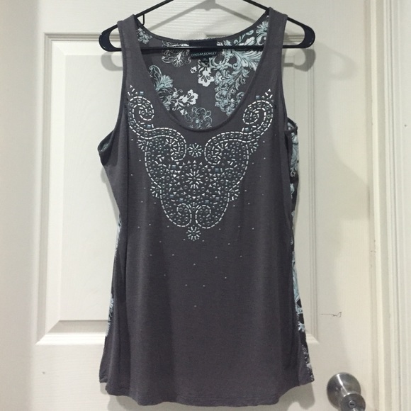 Grey printed tank top