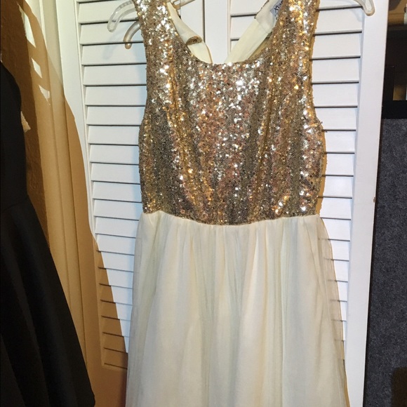 White dress with gold sequins