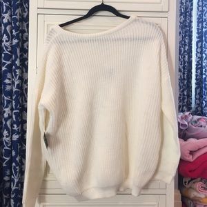 Chunky white off shoulder sweater.
