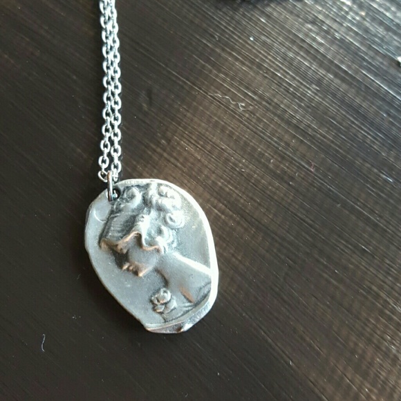 Pewter cameo necklace