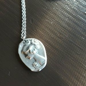 Pewter cameo necklace