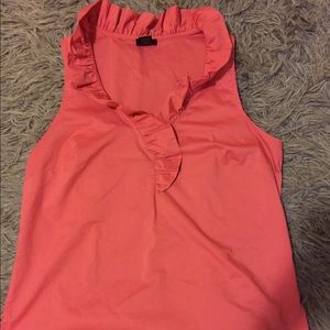 Pink Sleeveless Ann Taylor Top with Ruffled Neck