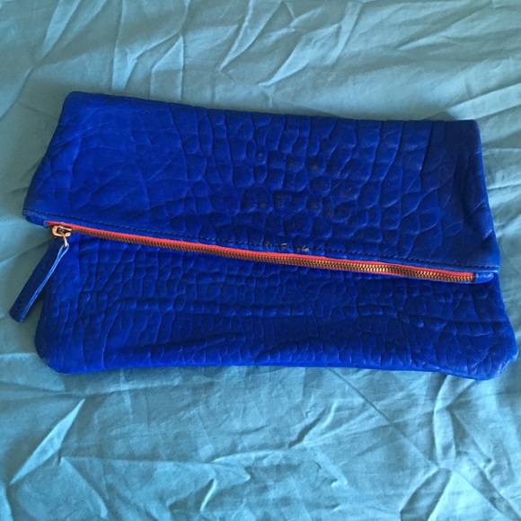 Clare V Handbags - Clare Vivier Cobalt Oversized Fold Over Clutch
