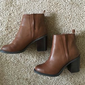 Brown faux leather booties