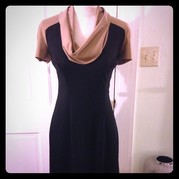 caché cowell neck color block dress size 10