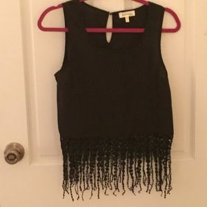 Black Fringe Top