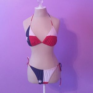 Texas Flag halter-top string bikini set