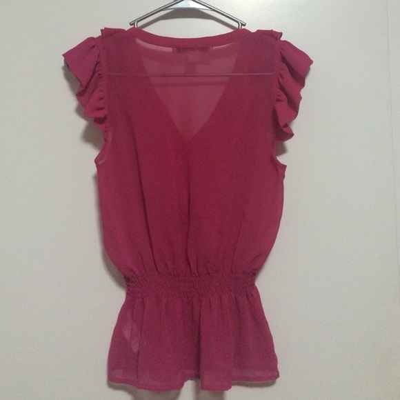Forever 21 Pink Ruffled Chiffon Top - Picture 3 of 4