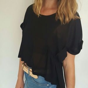 Flowy Open Back Cropped Blouse