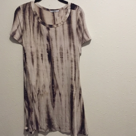 Brown tie die tshirt dress