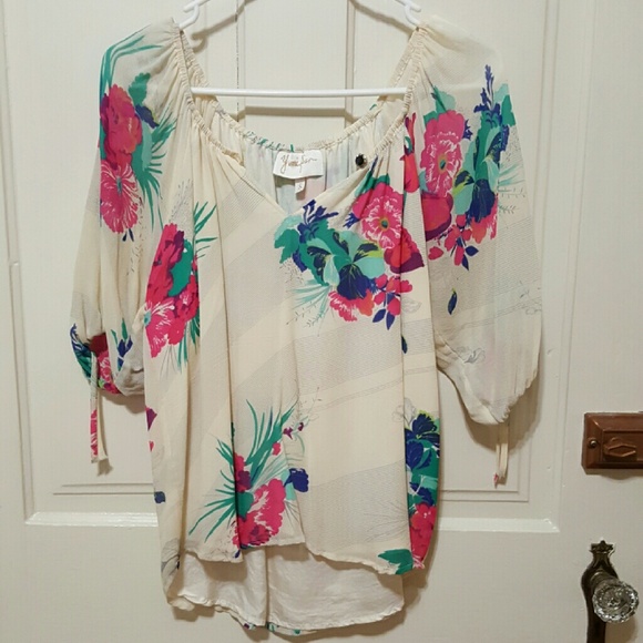 Anthropologie Yumi Kim Floral Silk Blouse Small - Picture 2 of 3