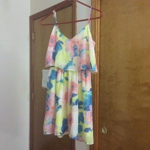 Beautiful yellow pink and blue Floral dress
